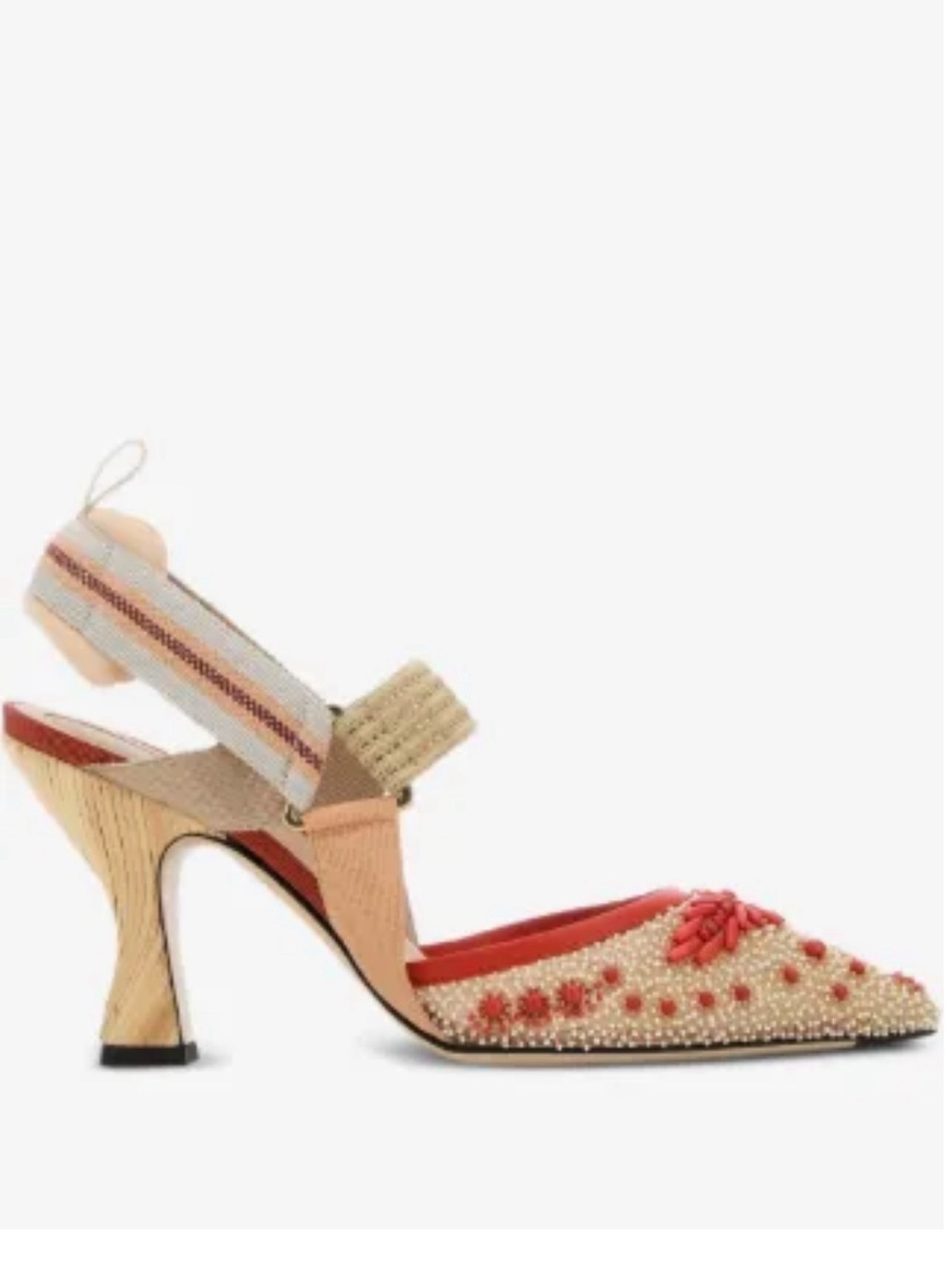 Fendi Women’s Colibri Lite Beaded Mesh Sporty Slingback Pumps